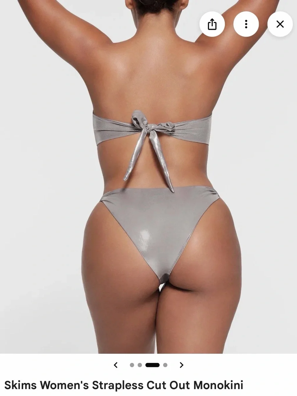 SKIMS Silver Strapless Cut-Out Monokini